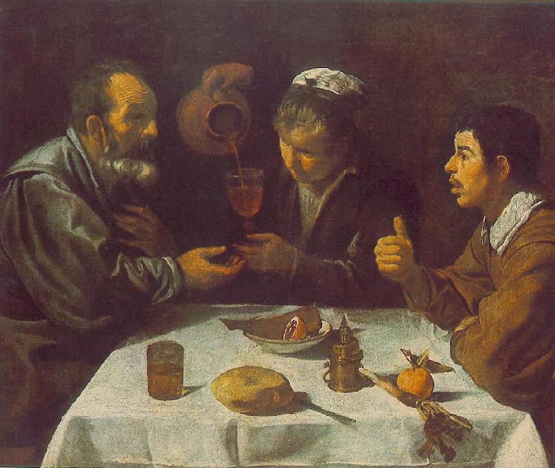VELAZQUEZ, Diego Rodriguez de Silva y Peasants at the Table (El Almuerzo) r oil painting picture